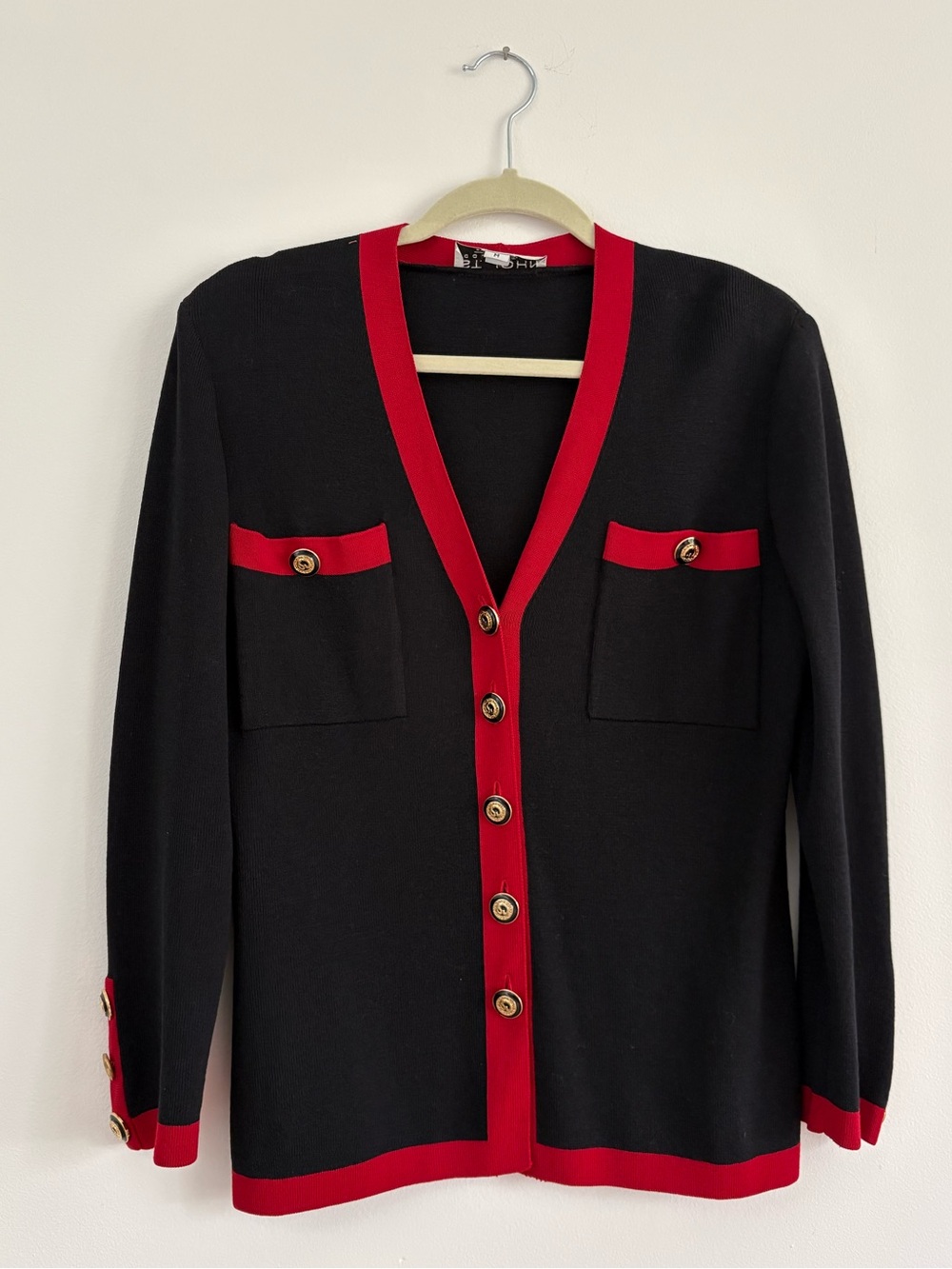 St. John Collection Knit Embossed Button Cardigan Sweater Size Medium